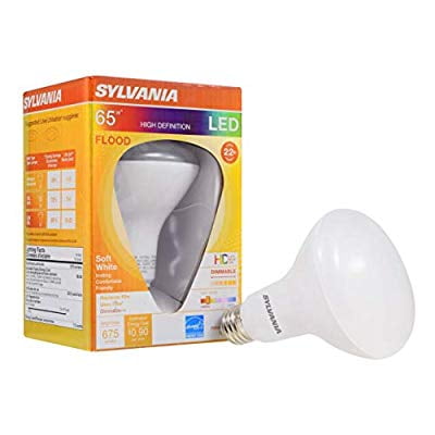Soft White Sylvania LED BR30 Light Bulb Mediun Base 1 Pack 675 Lumen SYLVANIA General Lighting 40027 7.5W Dimmable 65W Equivalent 2700K Soft White Sylvania LED BR30 Light Bulb Mediun Base 1 Pack 675 Lumen SYLVANIA General Lighting 40027 7.5W Dimmable 65W Equivalent 2700K
